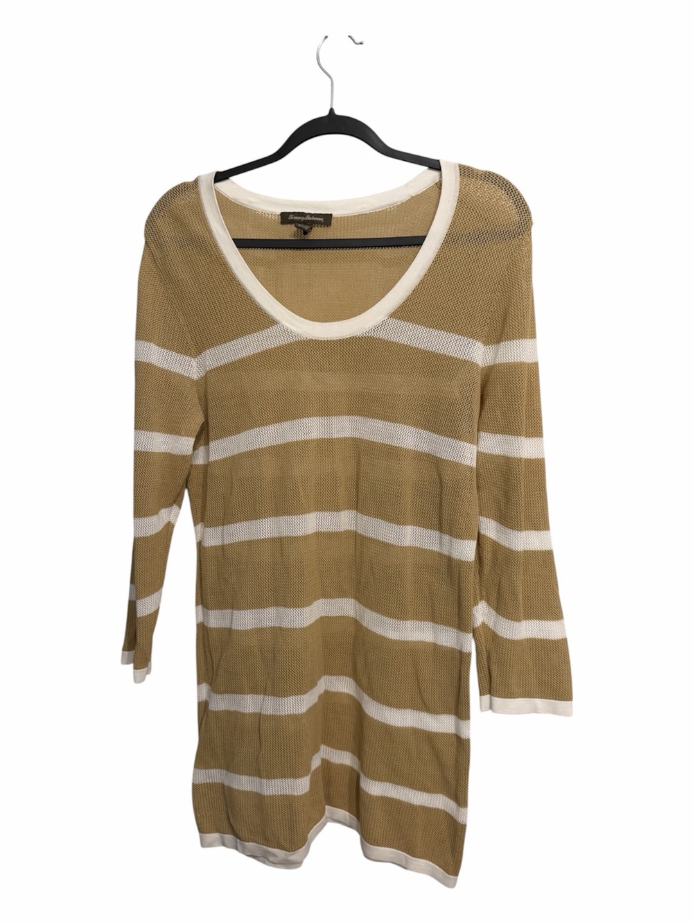 Tommy Bahama Cream & Tan Striped Knit Top